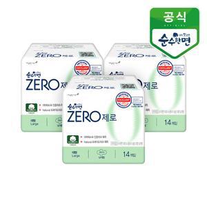 깨끗한나라 생리대 순수한면 제로 대형 14P 3개