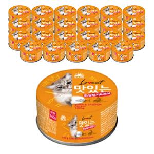 러브잇 맛있는 고양이 간식캔 흰살참치&연어 160g, 24입, 1개
