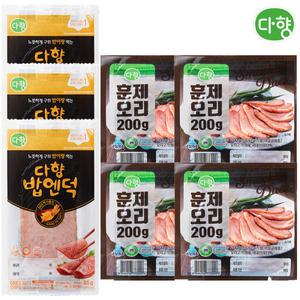 다향오리 훈제슬라이스 훈제오리 200gx4팩+밥에 싸먹는 밥엔덕 슬라이스 3팩