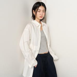 UNISEX 루즈핏 포켓 나일론 셔츠 [WHITE] / SBE1U03005-WOMAN
