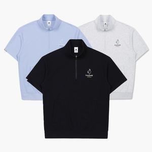 공용 루즈핏 하프집업 반팔 맨투맨 QP123LRS36