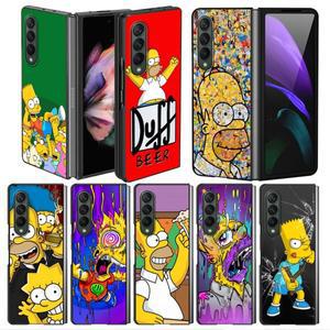 Homer Jay Simpson 케이스 삼성 호환 Z Fold3 갤럭시 3 4 블랙 하드 Fundas 6.7 인치 호환용 5G 전화 커버