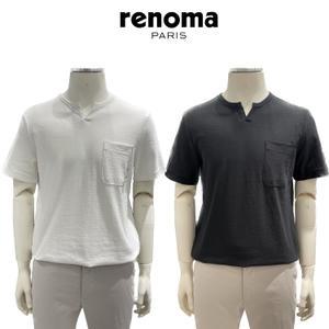 S/S 남성 플라워 포켓 트임 라운드 반팔티 2색 ROJMTT55A56AGN