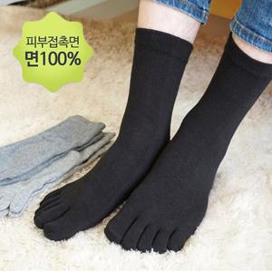 면100 순면 장목 남성 발가락양말 5켤레 빠른 땀흡수 무좀 항균 양말