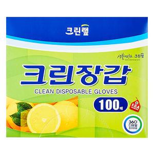 크린랩 크린장갑 중형 (100매) 중형 위생 일회용 비닐장갑 주방용품 소모품