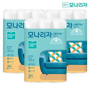 모나리자 도톰한데코 3겹 30M 30롤 3개 총90롤 화장지