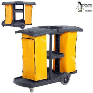 DELUXE 청소카트/클리닝카트 08180B 뚜껑장착 2구 쓰레기백 (70Lx2) 이동식 청소함