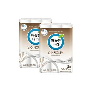 깨끗한나라 깨끗한나라 순수시그니처 화장지 브라운 30m 30롤 2팩
