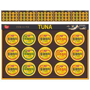 동원참치 O-15호 선물세트(라이트스탠다드 85g, 9입+고추참치 85g, 3입+야채참치 90g, 3입+쇼핑백, 1개), 6개