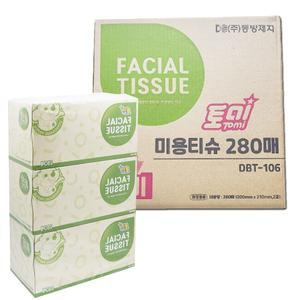 미용티슈 토미 에코 콤비 280매 24개 1박스 각티슈 화장지 DBT-106 곽휴지