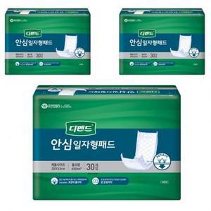 디펜드 남녀공용 안심 일자형 패드 속기저귀 성인기저귀, 프리, 30개입, 3개