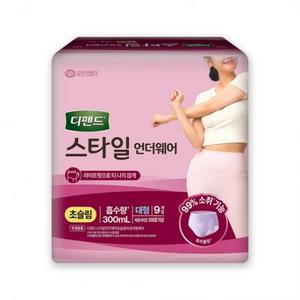 디펜드 여성용 스타일 언더웨어 요실금 성인기저귀 초슬림, 대형, 9개입, 1