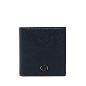 [중고명품]  블랙 카프스킨 CD 로고 남성 반지갑