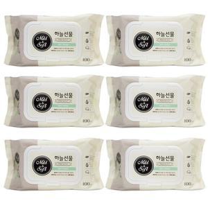 [RGP68O09]하늘선물 물티슈 캡형 100매x6개 휴대형 유아