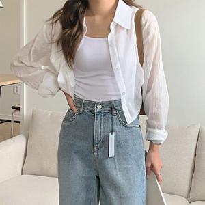 [썸머룩][#반팔#긴팔]미니 크롭 셔츠