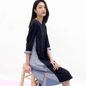[하프클럽/]사이드 플리츠 슬림 원피스 LFOPN301_DN