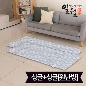 일월 워셔블 체크그레이 카본 전기매트_싱글+싱글(90x180)_디지털(원난방)