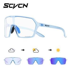 SCVCN 광변색 선글라스, MTB 사이클링 안경, 야외 스포츠 러닝 드라이빙 고글, UV400 보호 자전거 안경, 신