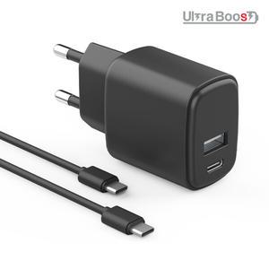 울트라부스트 PD PPS 2포트 초고속 충전기 25W + CtoC 케이블 (ULTPD25W2PCC)