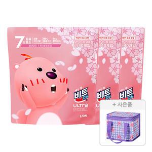 비트 울트라 캡슐세제 실내건조(체리블로썸), 40입, 3개 + 증정(잔망루피 보냉백 퍼플)