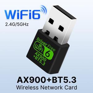 WiFi 6 AX900 BT5.3 USB 어댑터 동글 듀얼 밴드 2.4G/5GHz 무선 네트워크 이더넷 수신기 10/11