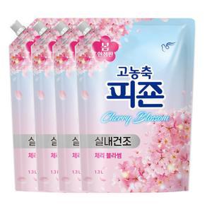 고농축 피죤 실내건조 섬유유연제 체리블라썸향 1.3L 4개 저자극 3배향기