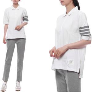 [톰브라운](마산점) 25SS 여성 사선 스트라이프 폴로 반팔티셔츠 (FJP052G 07976 100 25S)