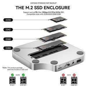 도킹스테이션Minisopuru Mac Mini M4 허브 독 스탠드(M.2 SSD 인클로저 포함) 4K60Hz HDMI SD/TF USB C 허