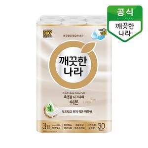 [깨끗한나라]촉앤감 시그니처 쉬폰 롤티슈 27m 30롤 1개
