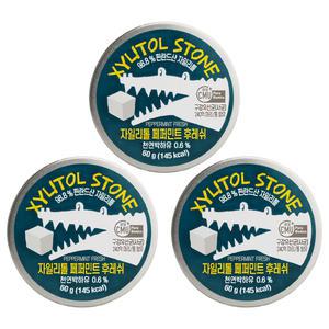 자일리톨스톤 자일리톨 캔디 페퍼민트 60g x 3개 무설탕 사탕