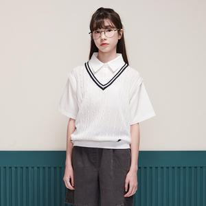 [에꼴리에] 여자 여름신상 셔츠레이어드니트조끼(25B5082)