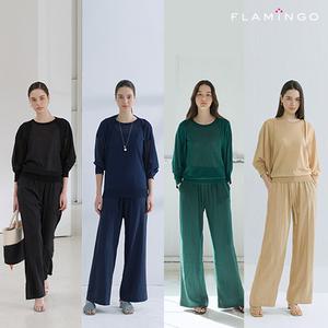 [후라밍고] 25SS 리조트 컬렉션 쿨 썸머 셋업 3PCS (볼레로 가디건+탑 블라우스+팬츠)