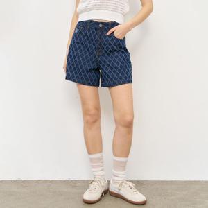 WOMAN 다이아 스크래치 데님 쇼츠 [NAVY] / WBE2L12512