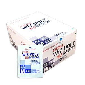 WIZ 멸균 폴리 글러브 M 2매 100개입 위생장갑 비닐장갑