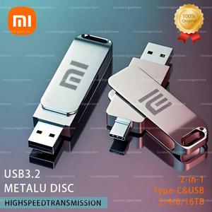 sd카드256 XIAOMI 16TB 플래시 드라이브 USB 3.2 고속 전송 금속 Pendrive 메모리 카드 디스크 Memoria 방