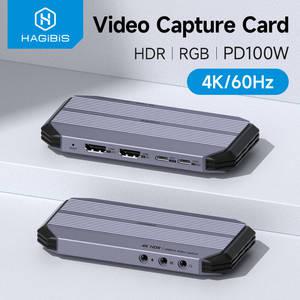 캡쳐보드 Hagibis 4K60Hz 비디오 캡처 카드 게임 PS54 Xbox 스위치 카메라 PC용 4K 60FPS HDR VRR RGB 패스