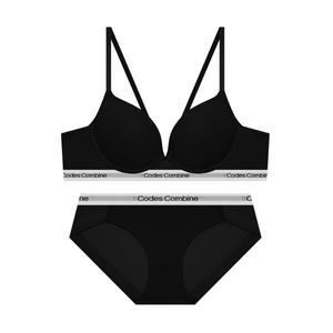 [매장정품] 코데즈컴바인 CODES COMBINE INNERWEAR 볼륨 서포트 노와이어 햄팬티 세트_블랙