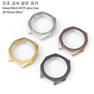 QZYLTD 케이스+유리 Samsung Galaxy Watch 7 4/5 6 40/44mm 커버, 메탈 컬러, 플라스틱 라이트, 골드 스테