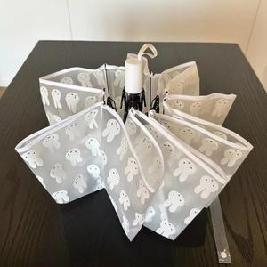 Miffy Kawaii 서리로 덥은 투명 우산 학생  자동 휴대용 만화 토끼 접는 소녀 생일 선물