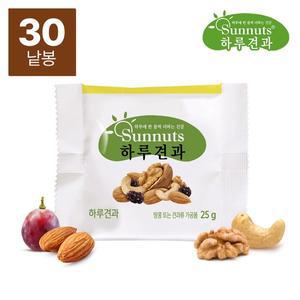 [썬넛트]하루견과오리지널25g30낱봉/견과류,하루견과,호두,아몬드,구운캐슈넛트,건포도