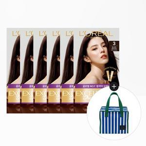 엑셀랑스 듀오크림 염색약 6개+스트라이프 런치 쿨러백