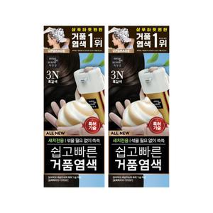 미장센 미쟝센 올뉴 쉽고빠른 거품 염색약 3N흑갈색 x2개