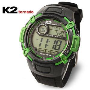 [케이투토네이도][K2 tornado] 월드타임 방수 전자 남성 군대 군인시계 K2-024-GR