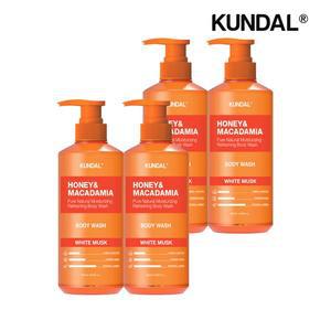 [쿤달]허니 앤 마카다미아 퓨어 바디워시 화이트머스크 500ml x4개