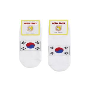 [삭스랩]아동발목 패션 스니커즈 양말 태극기 소(3~5세) - 중(6~8세) 화이트