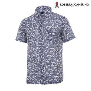 [Roberta di Camerino]폴리100% 쿨매쉬 프린트 일반핏 블루 반소매셔츠 RO2-205-9