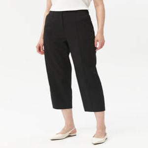 닥스 여성 24SS [린넨]블랙 솔리드 린넨혼방 뒷밴딩 배기핏팬츠(고신축사) DLPA4B409BK