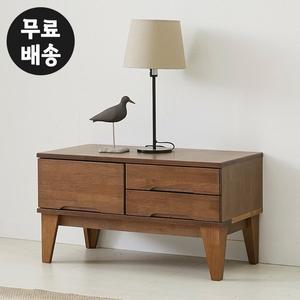 [벤티스가구]레빈 고무나무 원목 거실장 미니 낮은 티비 테이블 소형 미니 tv장(B형/월넛)