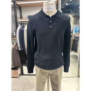 [킨록]킨록 24SS 봄여름 블랙 면혼방 긴팔 니트 카라티셔츠  JHW04