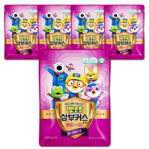 뽀로로 삼부커스 캐릭터 키즈 비타민C + 아연 건강기능식품 어린이 비타민C 간식  엘더베리맛 50정 5개